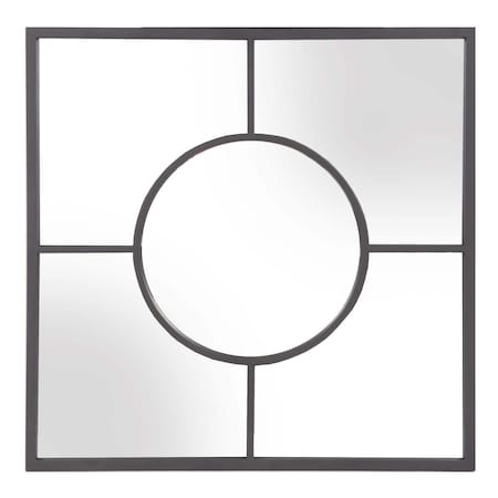 Palacedesigns Graphite Geometric Design Square Metal Wall Mirror PA3092072
